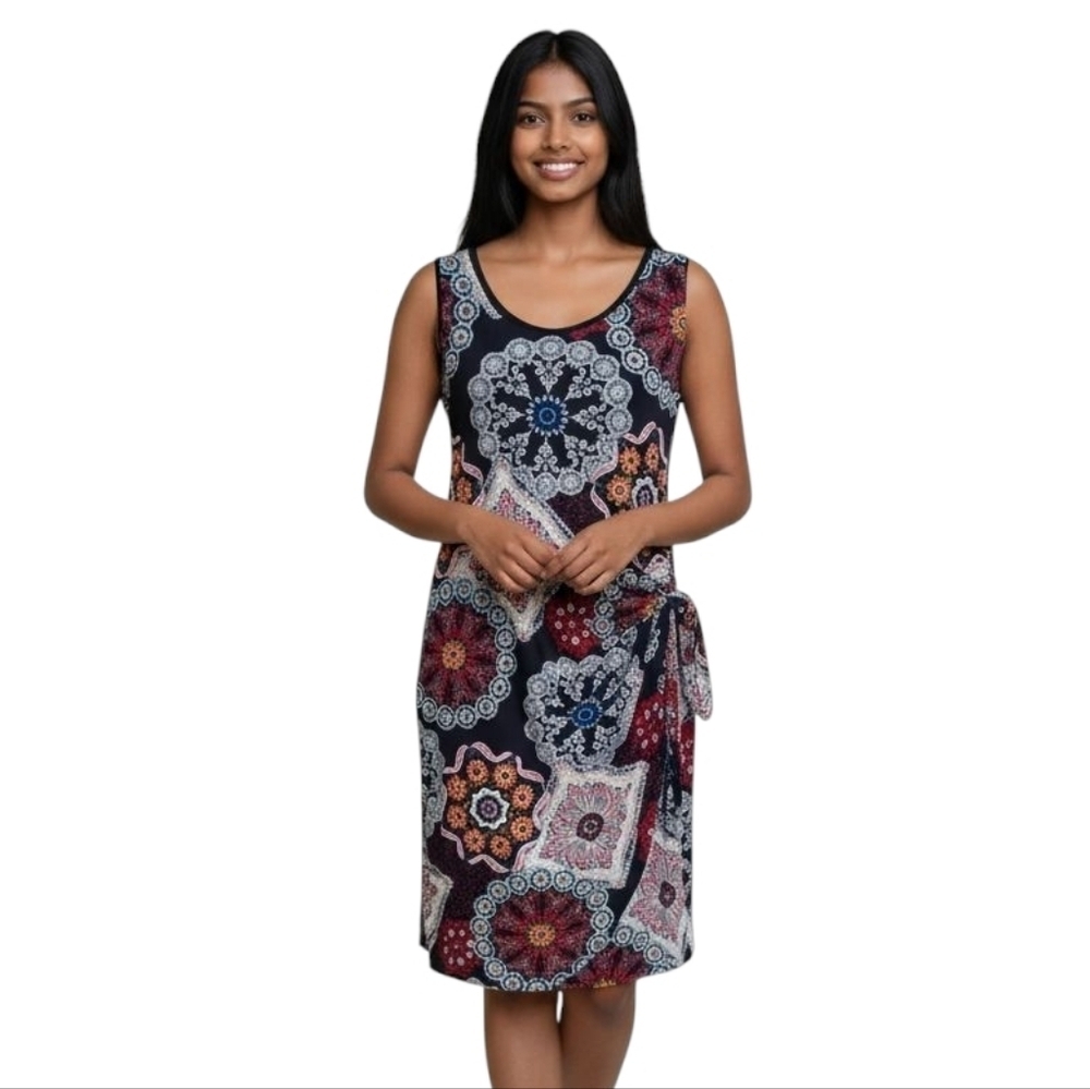 Robbie Bee Colorful Printed Sarong Style Dress